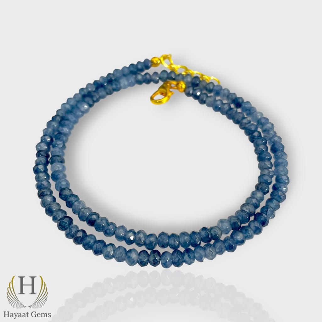 Blue Sapphire Rondelle Beaded Necklace | September Birthstone Jewelry