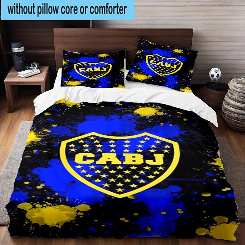 3pcs Boca Juniors Football Club Design Bedding Set Duvet Cover Closure Includes 1 Duvet Cover & 2 Pillowcases Bedding Sets Home Decor Gifts