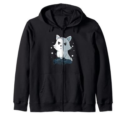 Videogame zip hoodie kat, game, gamer,