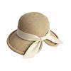 (One Size, Ivory) Women's Straw Sun Hats with Bow Ribbon Fashionable Sun Protection Bucket Caps for Outdoor Travel