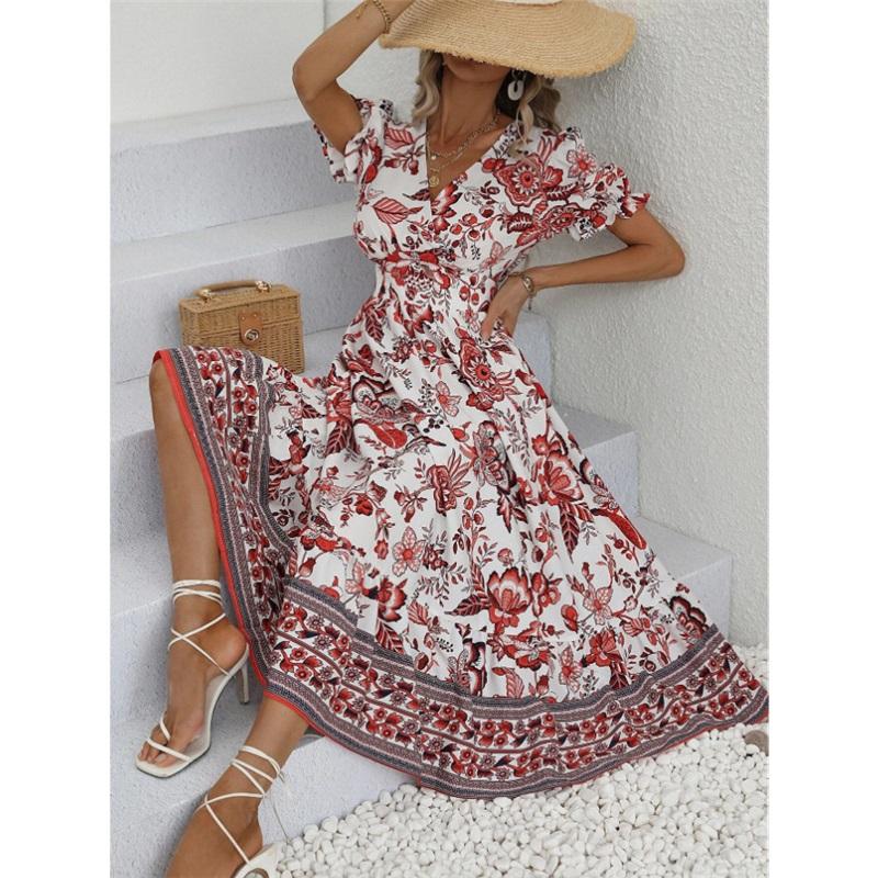 Women s Elegant Casual Vacation Dress For Summer L красный