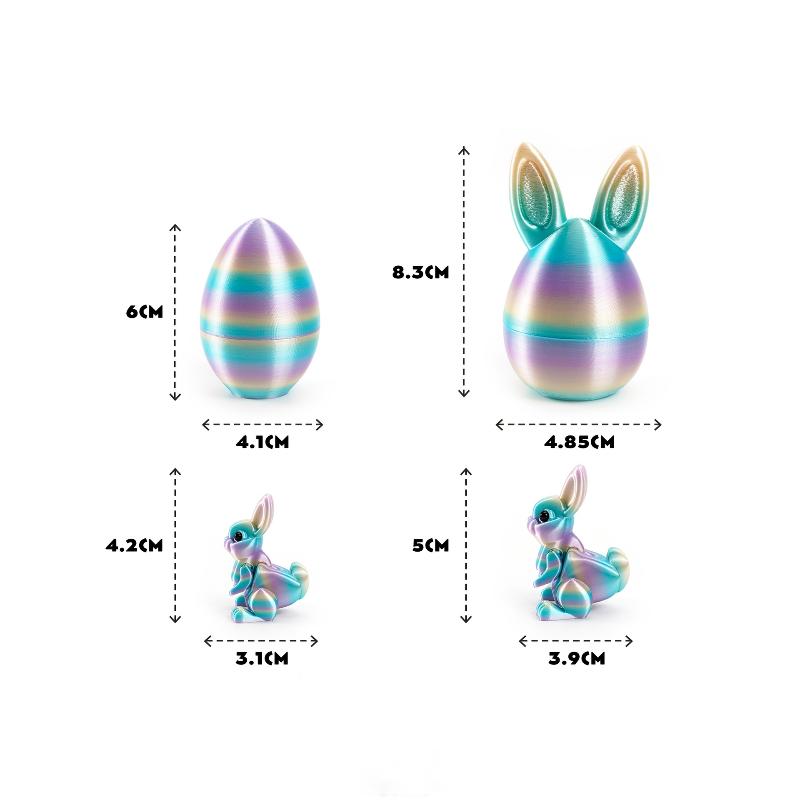 3D Printed Rabbit Eggs Ornament Animal Model Easter Rabbit Home Desktop Ornament Happy Easter Gift For Kids