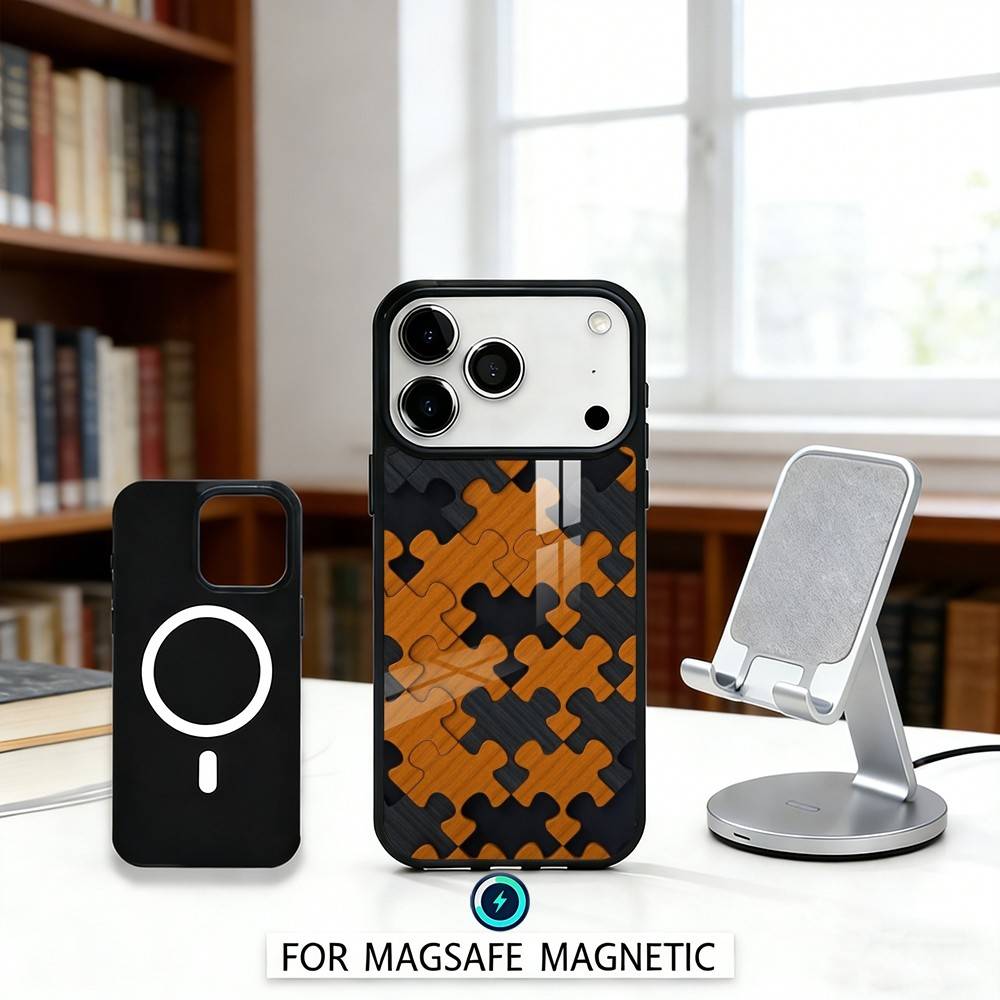 A-Autism S-Support P-Puzzle Pattern Phone Case Magnetic For iPhone17 16 15 14 13 12 Pro Max For Magsafe Wireless Charging Cover