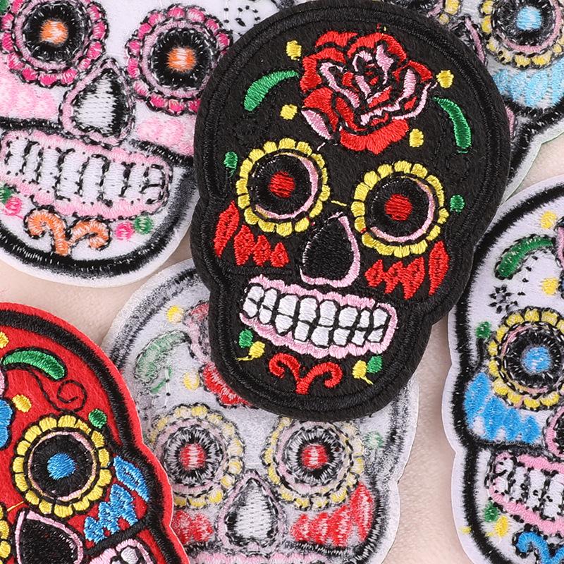Embroidery Rose Skull Ghost Head Clothing Accessories Patch Patch Badge Badge Shoes and Hats Luggage Accessories Embroidery Cloth Patch