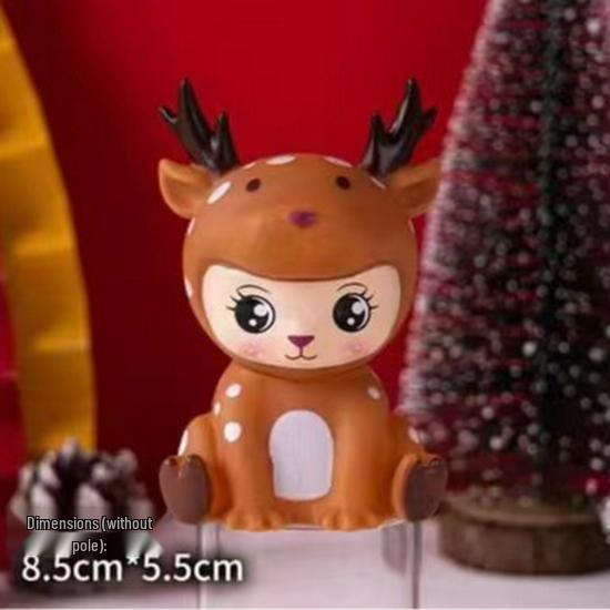 Glitter Reindeer Cake Toppers for Christmas & Birthday Decoration