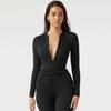 European Style Knit Bodysuit With Zipper Short Pants For Streetwear Fashion Women