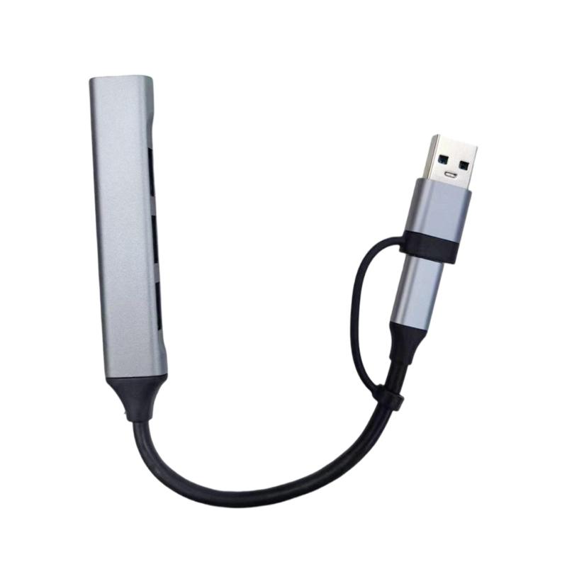 Multiple Port Aluminum USB C Hub Splitter With USB 3.0 High Speeded Transfer Compact Size Fit for Charging Data Syncing