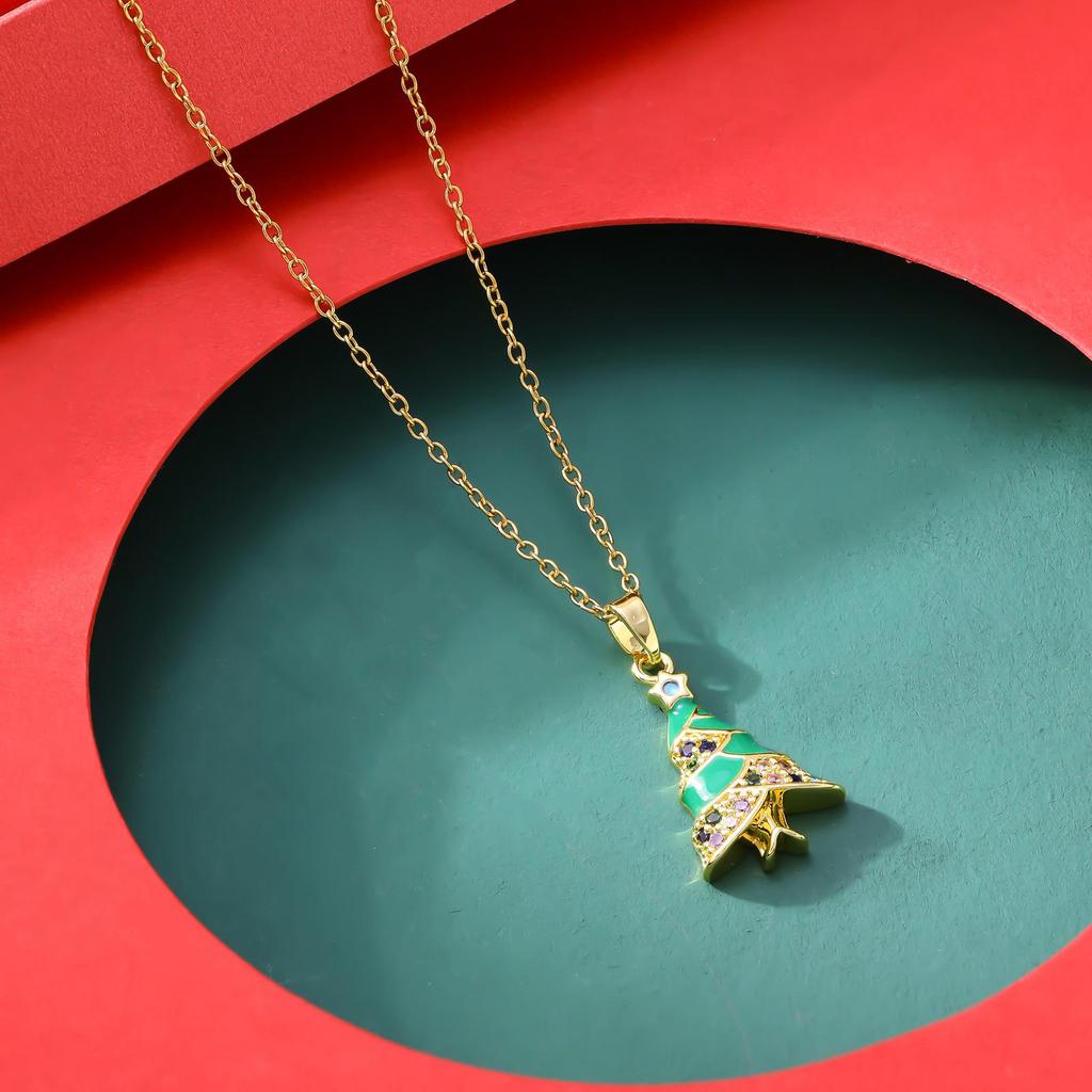 European & American Style Firecracker Bell Pendant Necklace - Non-Fading Christmas Tree Jewelry Gift for Women