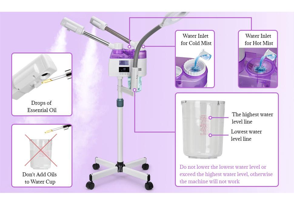 3-in-1 Facial Steamer & Hydrator for Home Use with Movable Sprayer