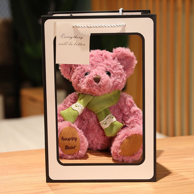 18cm Kawaii Scarf Bear Plush Toy Cute Hug Bear Boneca Urso Boneca Namorada Presente de Aniversário Boneca Travesseiro Presente de Natal Atacado