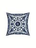 Blue White Floral Pillow Double Sided 2D Print Elegant Soft Pillow Cover Bedroom Living Room Couch Decor Timeless Accessory Gift