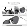 Unisex Ultra-Light Polarized Flip-Up Clip-On Sunglasses for Driving with UV Protection for Prescription Glasses