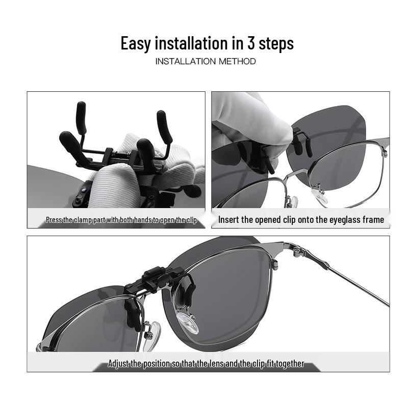 Unisex Ultra-Light Polarized Flip-Up Clip-On Sunglasses for Driving with UV Protection for Prescription Glasses