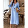 BITCED Fashion Summer Spring Solid Color Print 3/4 Sleeves V-Neck Casual Dresses