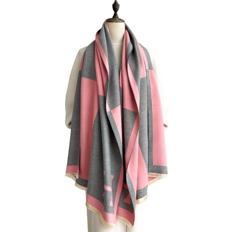 Cashmere air-conditioned room color matching shawl women's outer wear winter new versatile simple warm scarf versatile scarf dual-purpose