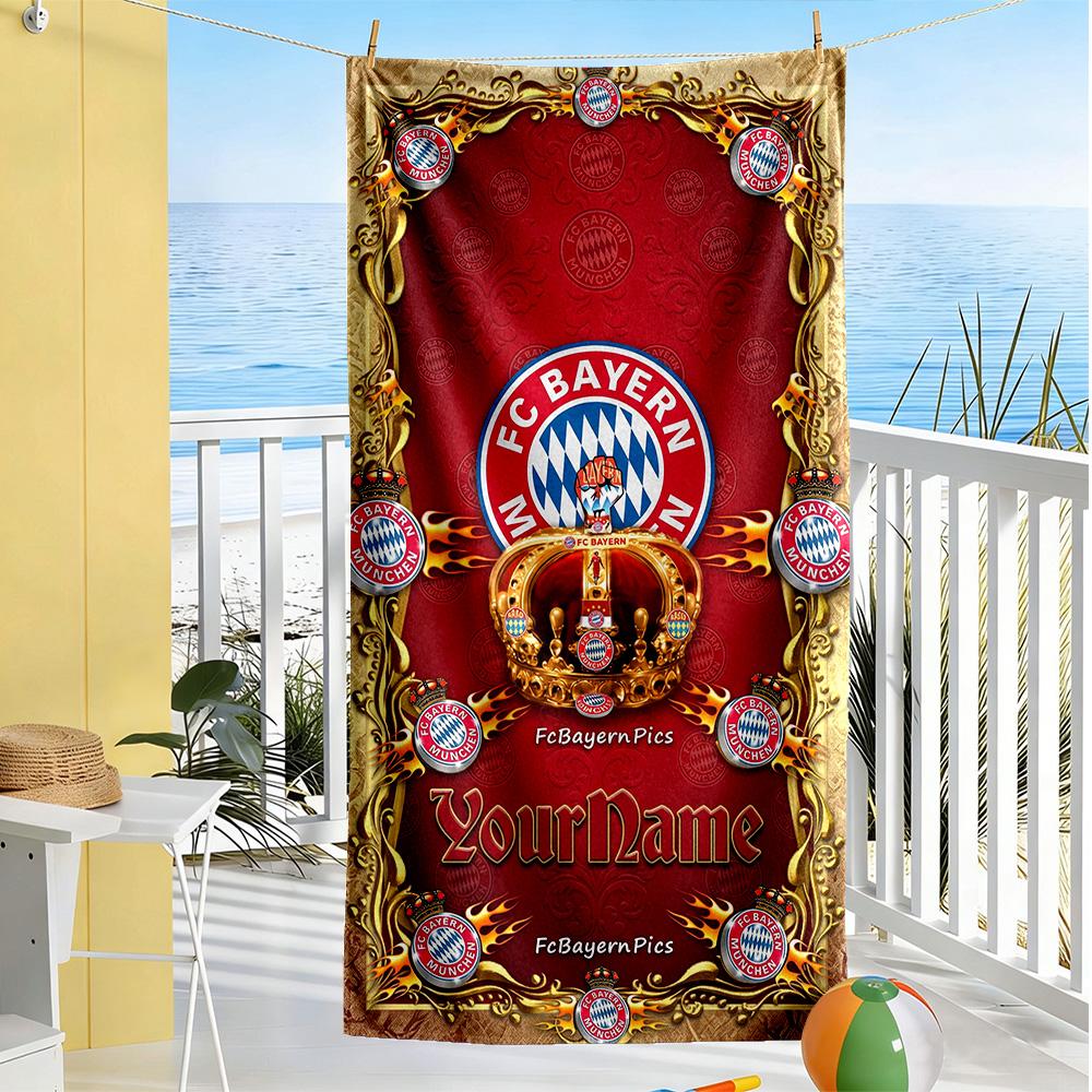 Bayern Munich Customizable Name Beach Towel Quick-Dry Soft Microfiber Suitable for Swimming Gym Camping Yoga Vacation