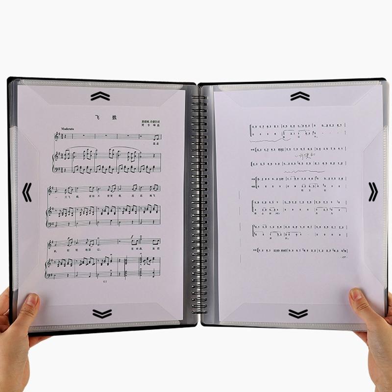 File Folder Waterproof Spiral-bound Sheet Music Binder 10 13 Inches 20 Sleeves Double Sided for Violinist Pianists