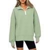 Fashionable Ladies Zipper Lapel Solid Color Pocket Casual Sweatshirt