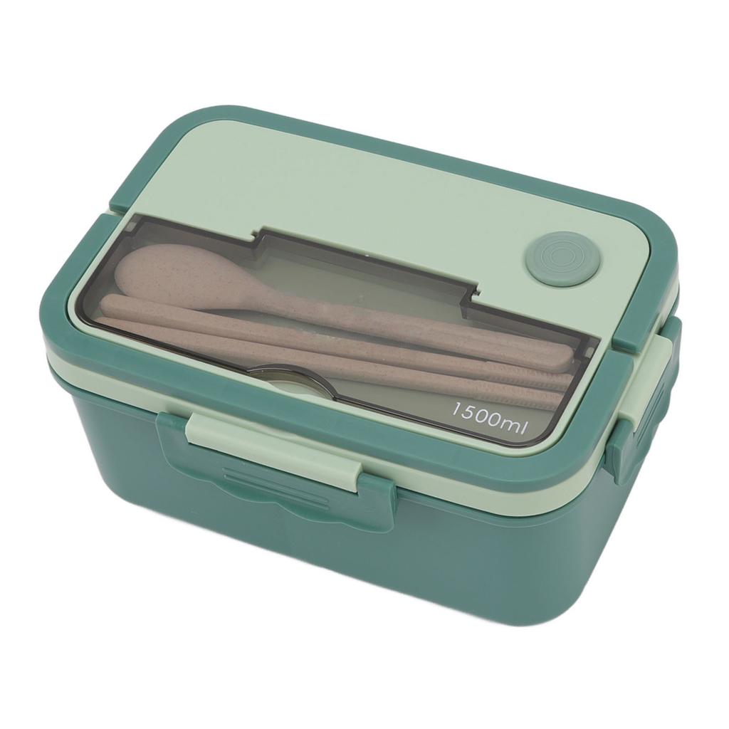 1500ml Lunchbox Hitzebeständige Plastik Bento Box Tragbare Lunchbehälter mit Essstäbchen Löffel für Studenten