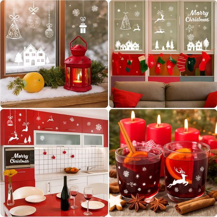 Klistermärke Jul - 9 dekorativa plattor för fönster glas spegel kylskåp elektrostatisk återanvändbar Phonillico®