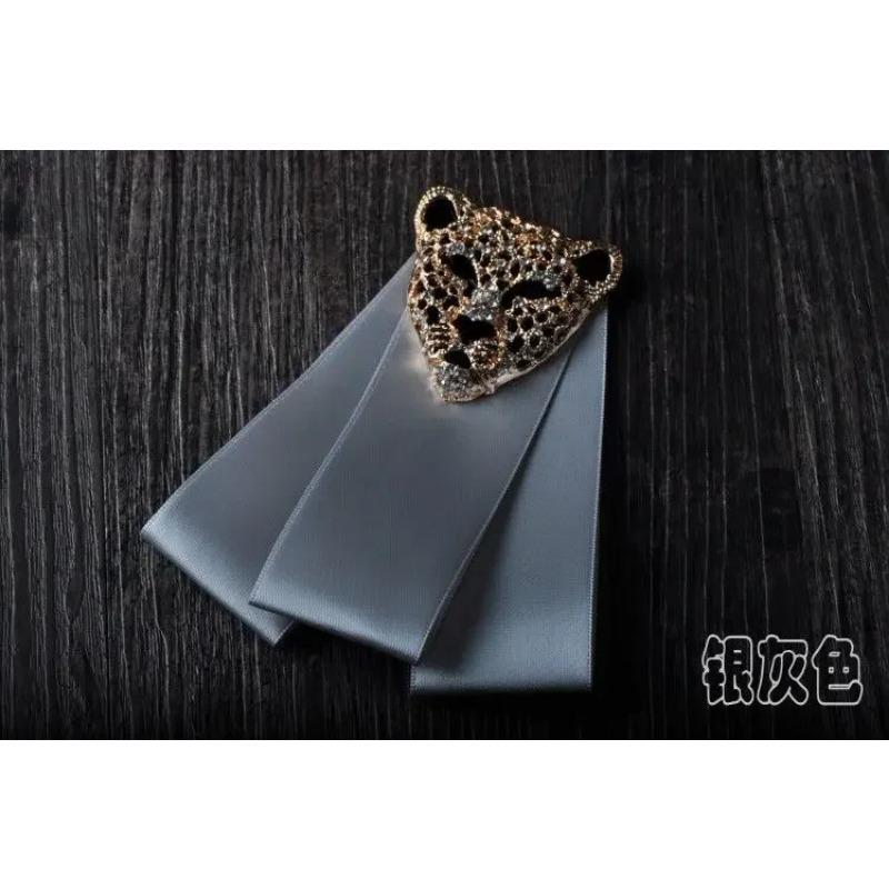 Men's Bow Tie Leopard Head Rhinestone Ribbon Bowtie Women's Shirts Collar Flowers Fashion Korean British Dress Suits Accessories