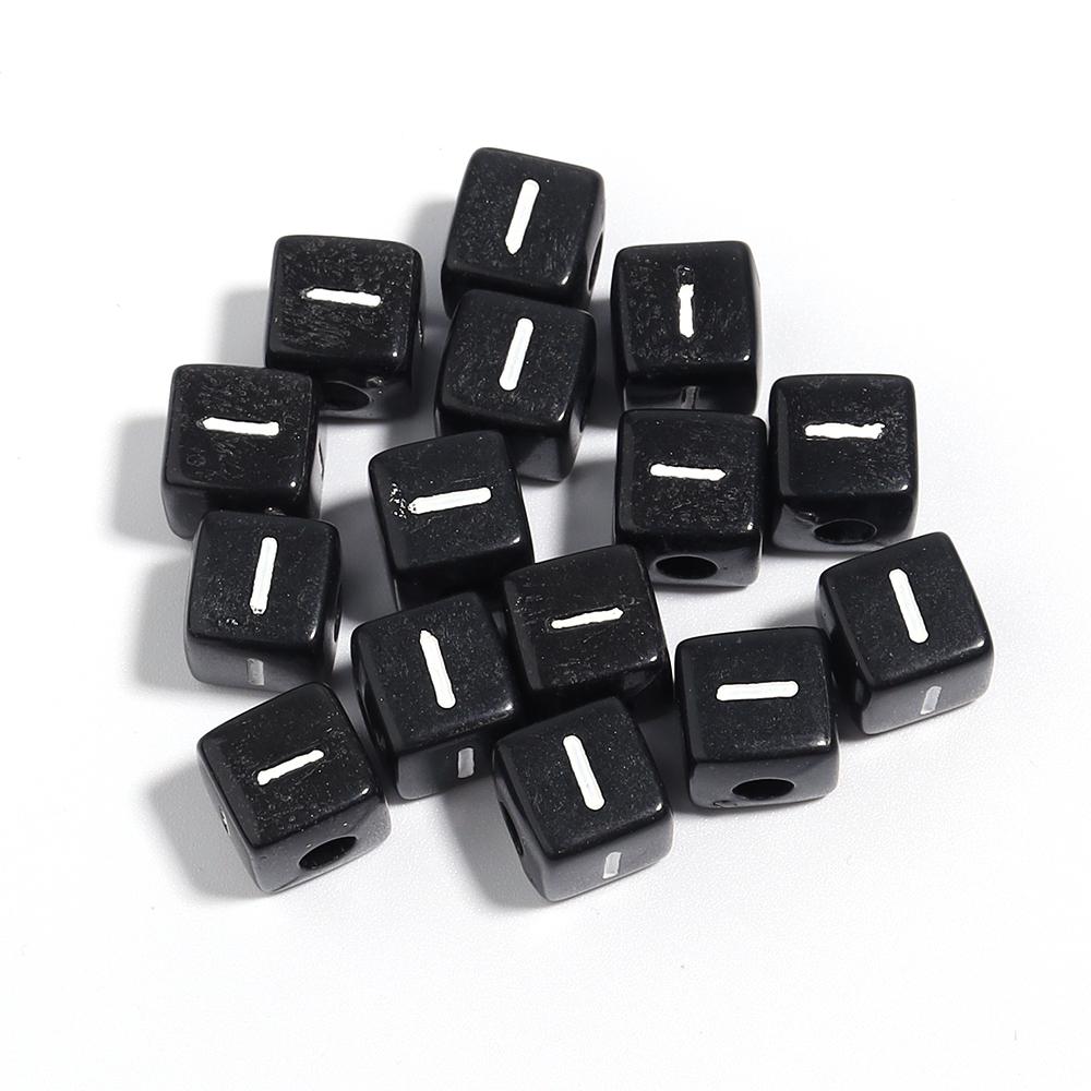 50-100 Stück Schwarze Acryl Buchstabenperlen A-Z Alphabetperlen Würfel Abstandshalterperlen Für DIY Armband Halskette Schmuckherstellung Zubehör