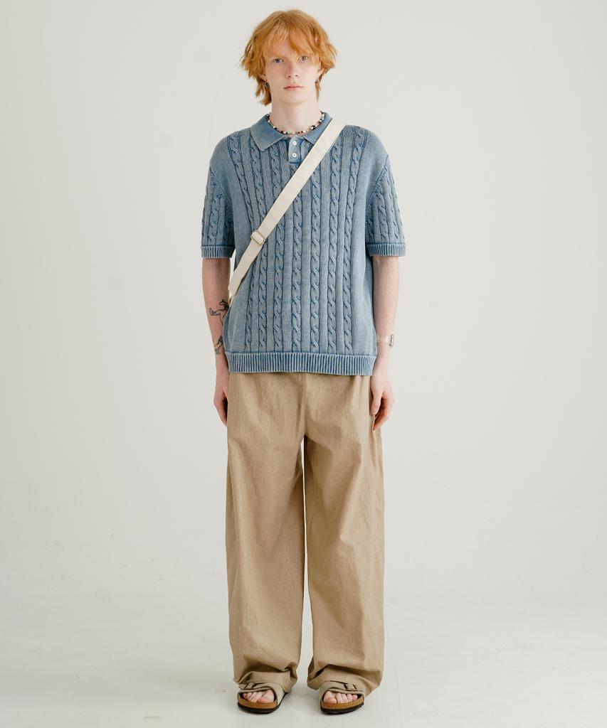 WV PROJECT Turn-Dyed Like Linen Elastic Waist Pants Beige Jnlp7717
