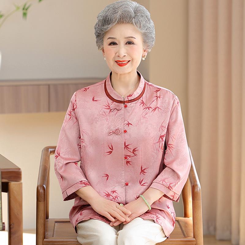 

Elegant Summer Shirt for Middle-Aged & Elderly Women - Grandma Style Fashion 4XL (135-150 jin) розовый