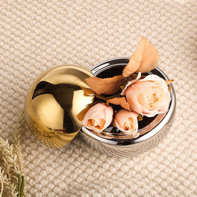 Light Luxury Metal Semicircle Cosmetics Lipstick Ring Jewelry Sundries Dressing Table Storage Storage Box Model Room Decorations