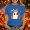 Kids Halloween Printed Short Sleeve T-Shirt Loose Fit Round Neck Casual Tee