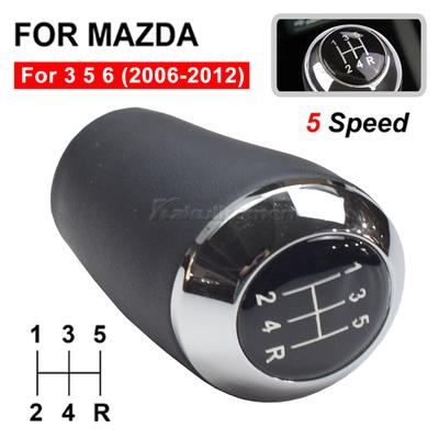 Läder 5/6-växlad Växelspaksknopp för MAZDA 3 BK BL 5 CR CW 6 II GH CX-7 ER MX-5 NC III 23 MT Läder Växelspaksarm Huvudkula