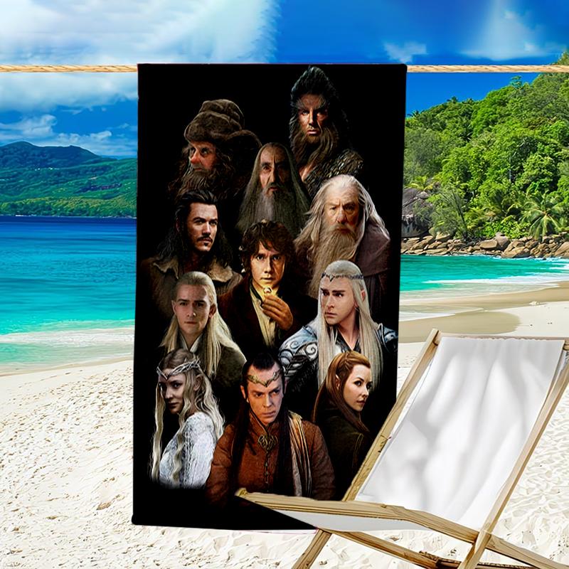 proof beach towel with a The Lord of the Rings pattern - soft,absorbent,quick-drying,machine washable - perfect for swimming,camping,bathing