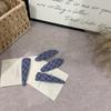 Navy Blue Geometric Plaid Hair Clip - Stylish Bangs & Side Clip