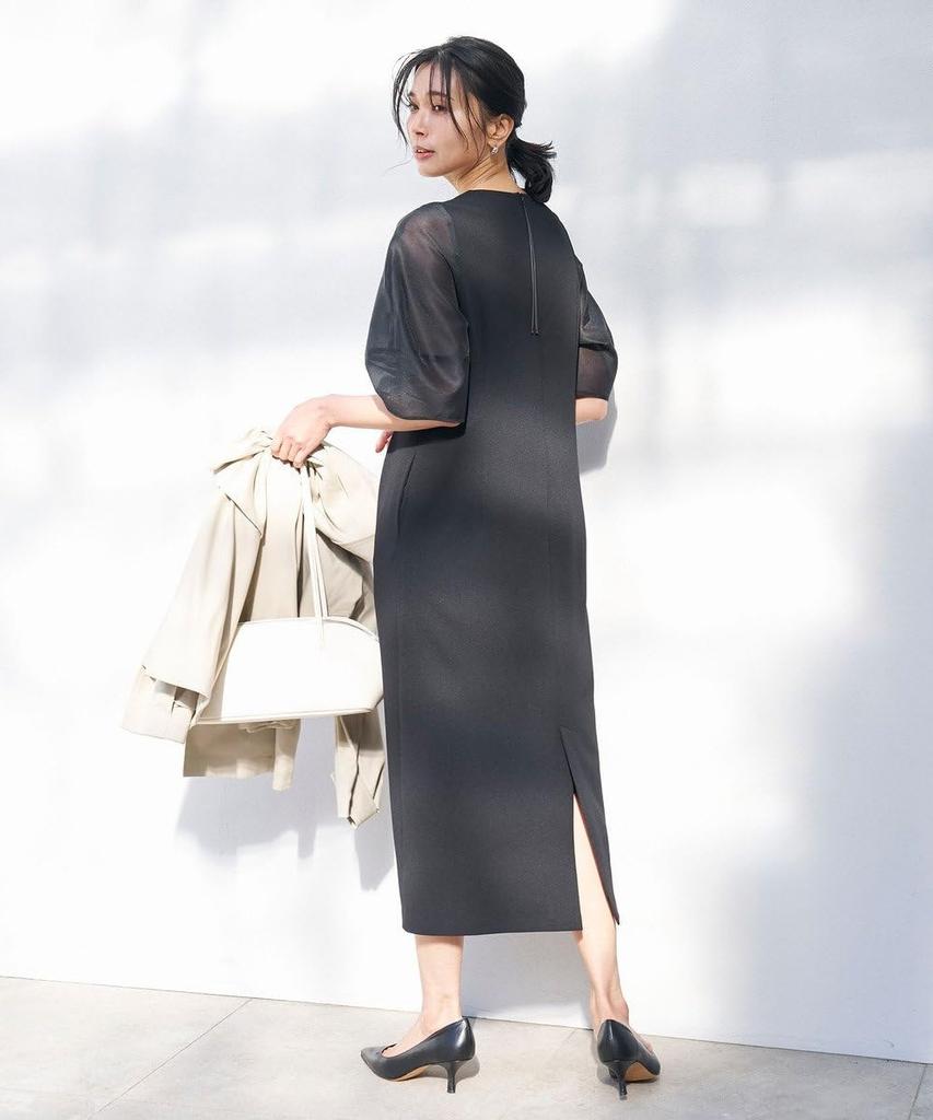 [UNFILO] [VERY Collaboration] BEAUTY MOVE Sheer Sleeve Dress