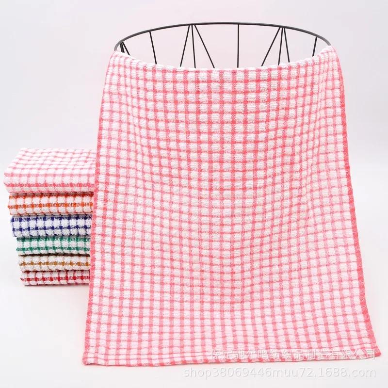 6Pcs 26x40cm Cotton Kitchen Tea Towels Absorbent Lint Free Catering Restaurant Plaid Cloth Dish Towels