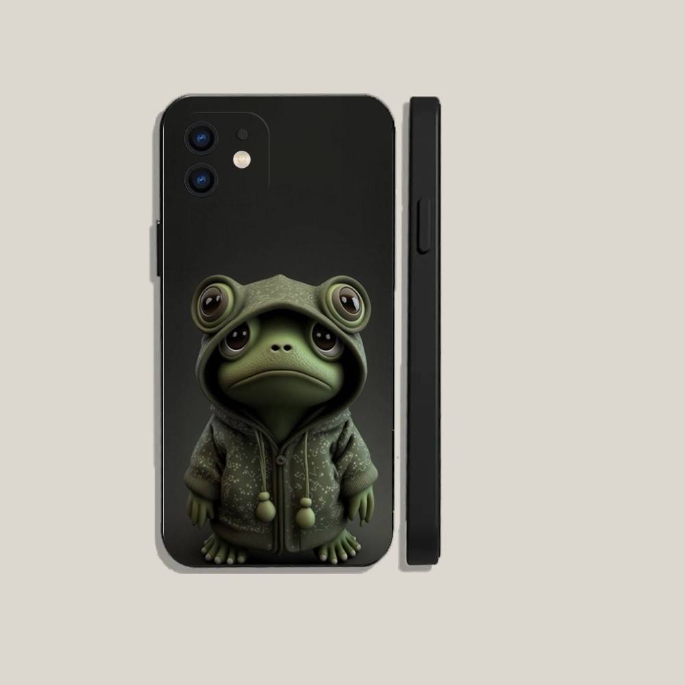 Cute Cartoon Animal Phone Case For iPhone16,15,14,13,12,11,Plus,Pro Max,XS,X,XR,SE,Mini,8,7 Soft Silicone Black Cover