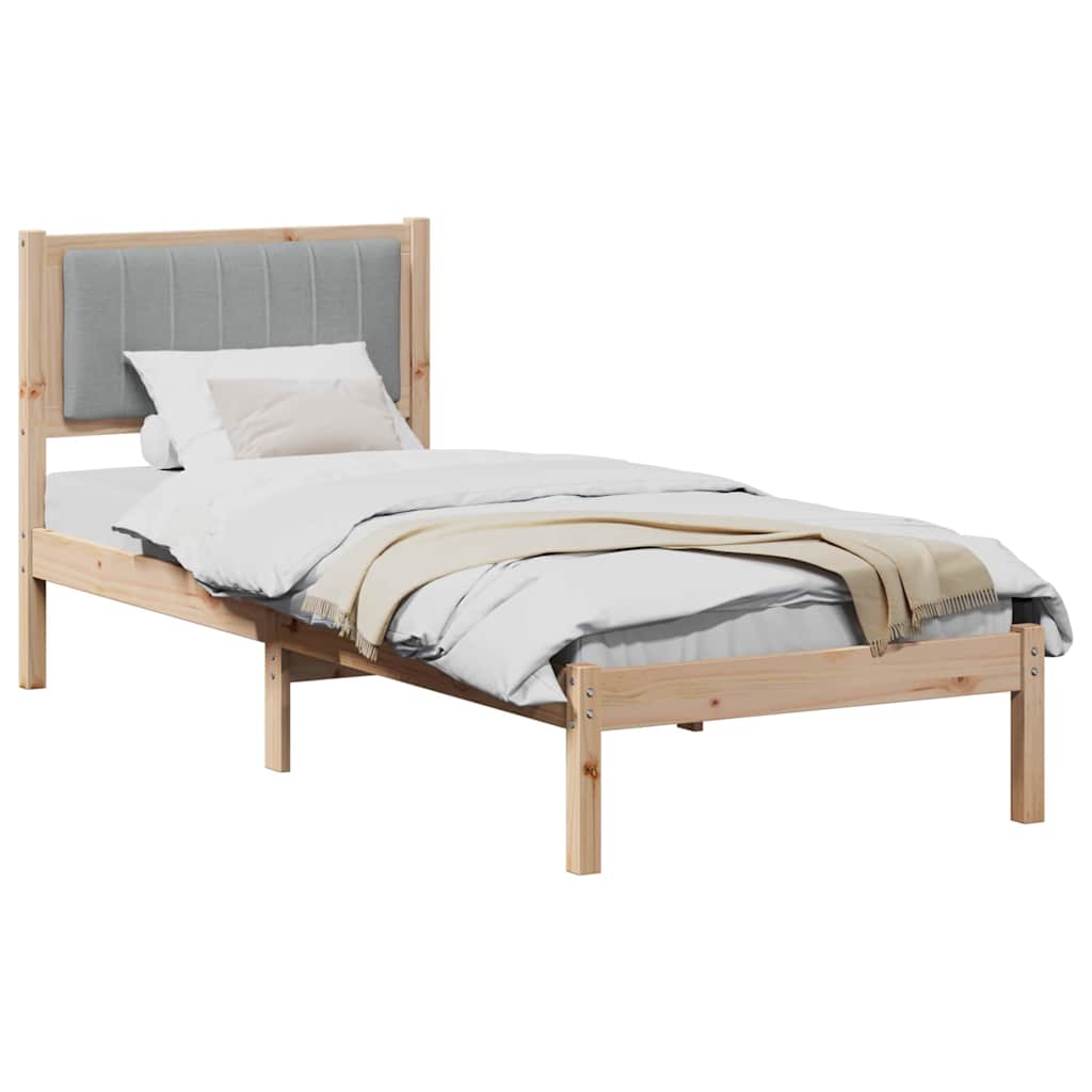 Bed Frame with Padded Headboard Light Grey 75 x 190 cm