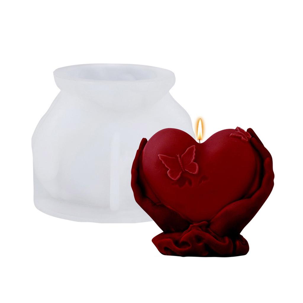 Heart Shape Silicone Candle Molds for Epoxy Resin Candle Soap Holding Heart In Hand Silicone Molds for Gypsum Decoration