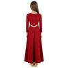 Girls Shiny Round Neck Church Dress Long Sleeve Contrast Color Dancewear