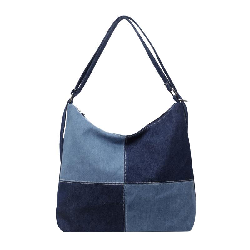 

Летняя новая универсальная сумка-тоут из денима большой вместимости, сумка под мышкой на одно плечо синий