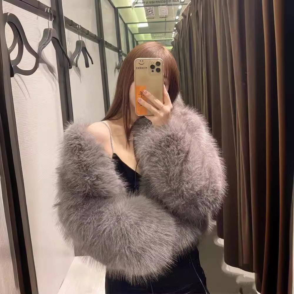 Autumn and winter fur jacket fluffy women's clothing trendy fashion short fox fur women's environmentally friendly plush luxury