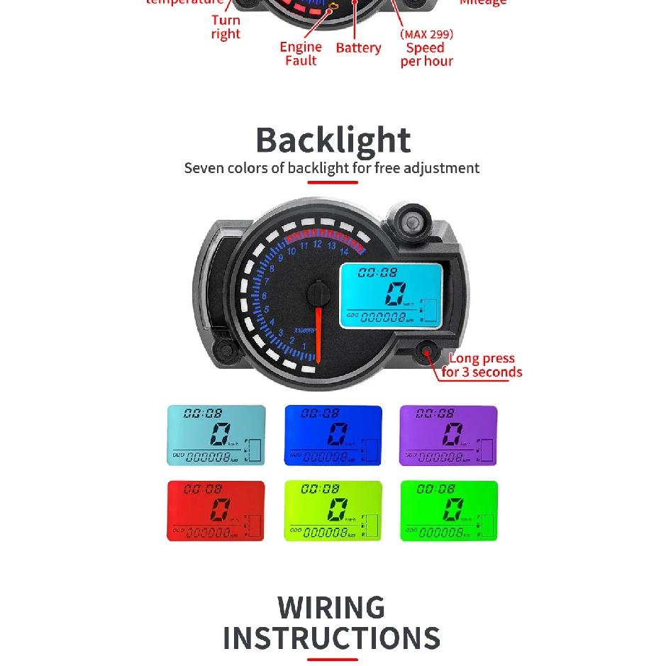 New KTM Pulsar LCD Digital Odometer Speedometer Instrument Universal For Motorcycle Colors Speed Gauge Meter Sensor Set