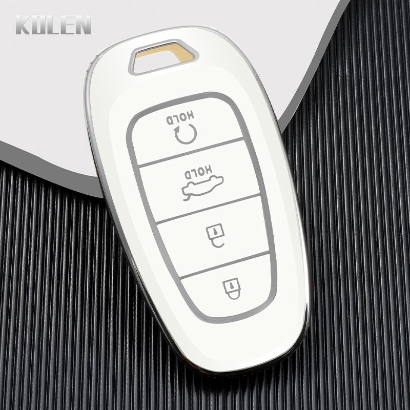 

Tpu Car Remote Key Cover Case Shell Fob For Hyundai Tucson Solaris Sonata Hybrid Nexo Nx4 Santafe Dn8 Atos Prime 4 Button Holder