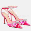 European and American bow rhinestone high-heeled sandals transparent pointed thin heel bag head high-heeled shoes fashionable and versatile customizat