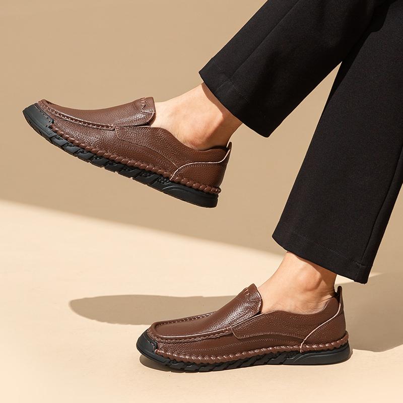 Fashion Autumn All-match Loafers Beef Tendon Sole Slip-On Genuine Leather Shoes Fashion Casual Shoes Business Men's Designer Men's Shoes