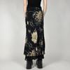 Goth Dark Y2K Aestheics Double Layer Mesh A Line Skirt Women Fashion Florals Print Slim Skirts Fairy Streetwear Gothic Bottoms