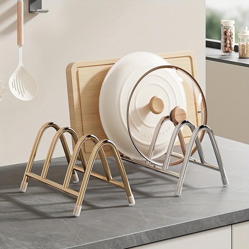 Heavy-Duty Stainless Steel Kitchen Organizer Multi-Tier Countertop Storage Rack For Utensil Plate, Cutting Board & Knife Holder