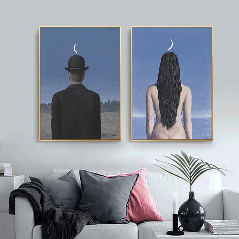 Rene Magritte Combinație exclusivă de ușoare, lux, serie vintage, imprimare pe pânză, afiș, tablou de perete pentru decorarea interioară