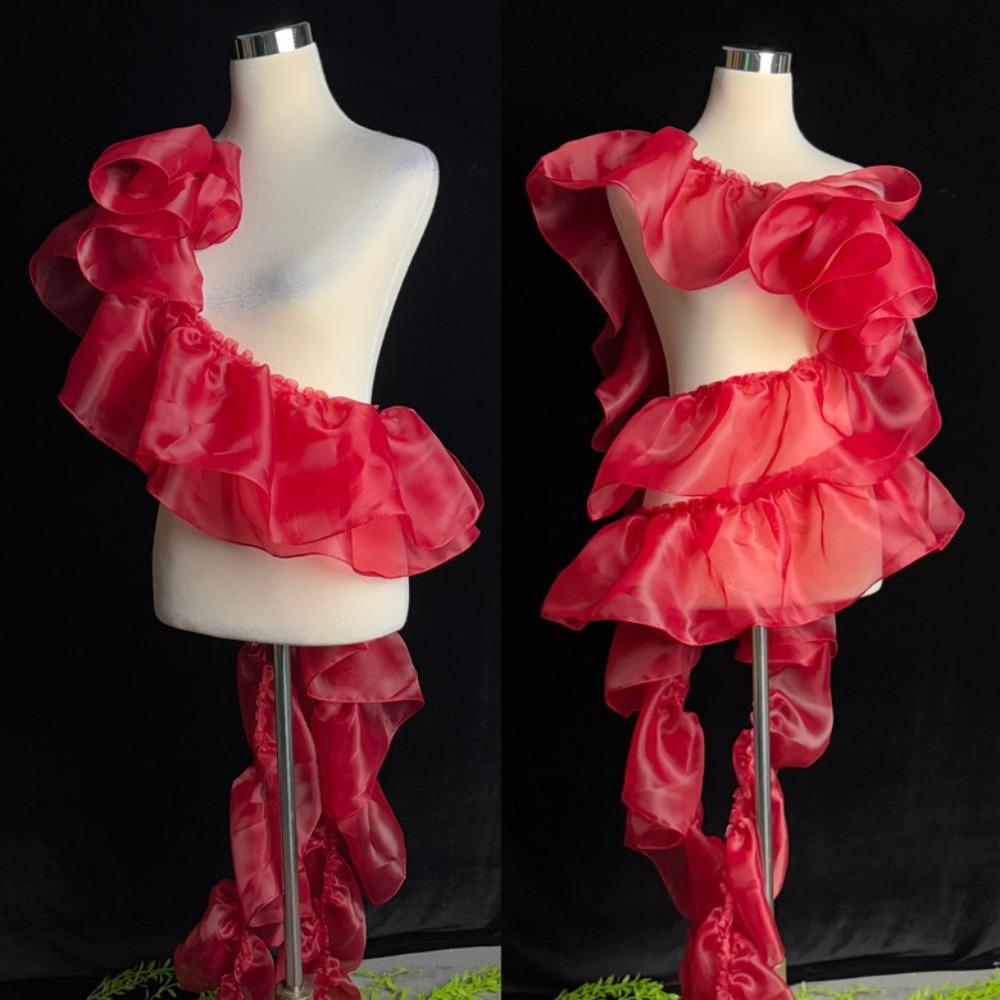 Nowa Koronka Organza Szerokość 20CM Jednokolorowa Plisowana Kształt Zmarszczenia Zakręcone Brzegi Materiał do Dekoracji DIY Falbana Materiał do Szycia