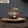 170ml Yixing Purple Clay Teapots Handmade Butterfly Jade Vase Pot Raw Ore Red Gold Zhu Mud Tea Infuser Kettle Zisha Tea Set Gift